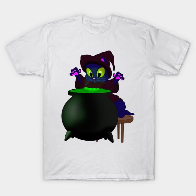 Witchy Kitty T-Shirt by HyzenthlayRose